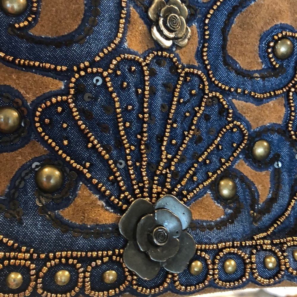 Mary Frances Jean & Suede bag